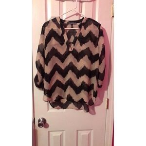Chevron print chiffon blouse